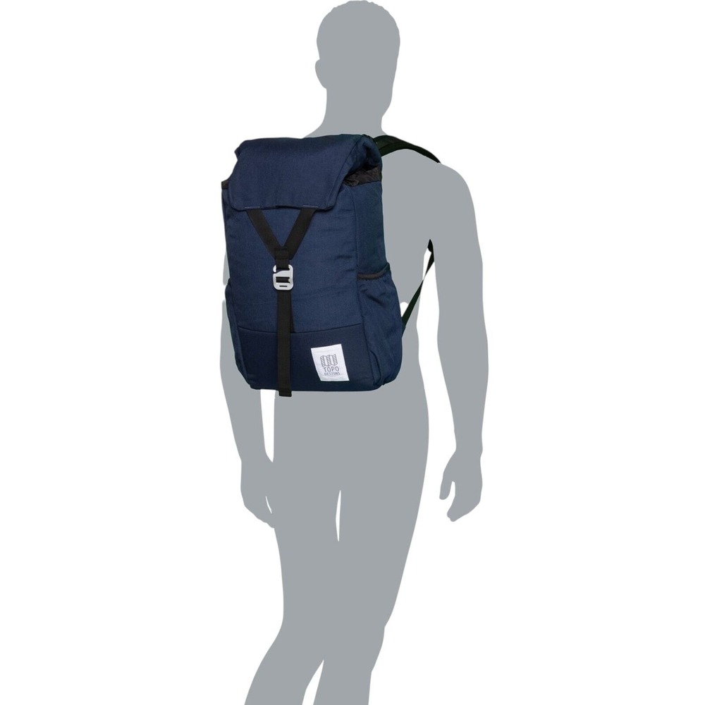 Topo Designs Y-Pack Backpack 24L Navy-Navy Rolltop Retro Style Laptop Pocket - Picture 4 of 6